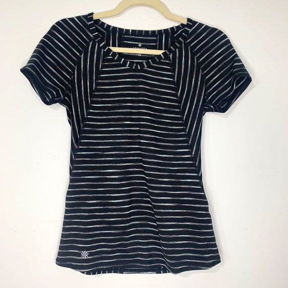 ATHLETA Pump It‎ Up Striped Short Sleeve Tee Sz XS - Picture 1 of 7